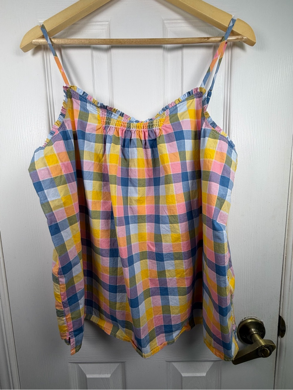 Lands' End Pastel Plaid Cami XL Cottagecore Coquette Y2K Picnic Girl Summer Top